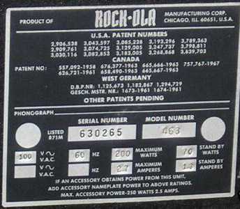Rock-Ola model 463 Jukebox of 1976 at www.pinballrebel.com